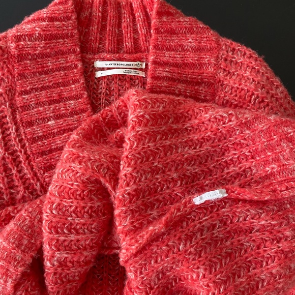 A By Anthropologie Vibrant Red and White V-Neck Sweater - Picture 4 of 5